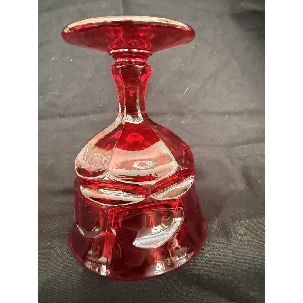 Red Glass Goblet Glossy Round Unisex Adults Drinkware Pressed 4.5 Inch - Picture 4 of 6